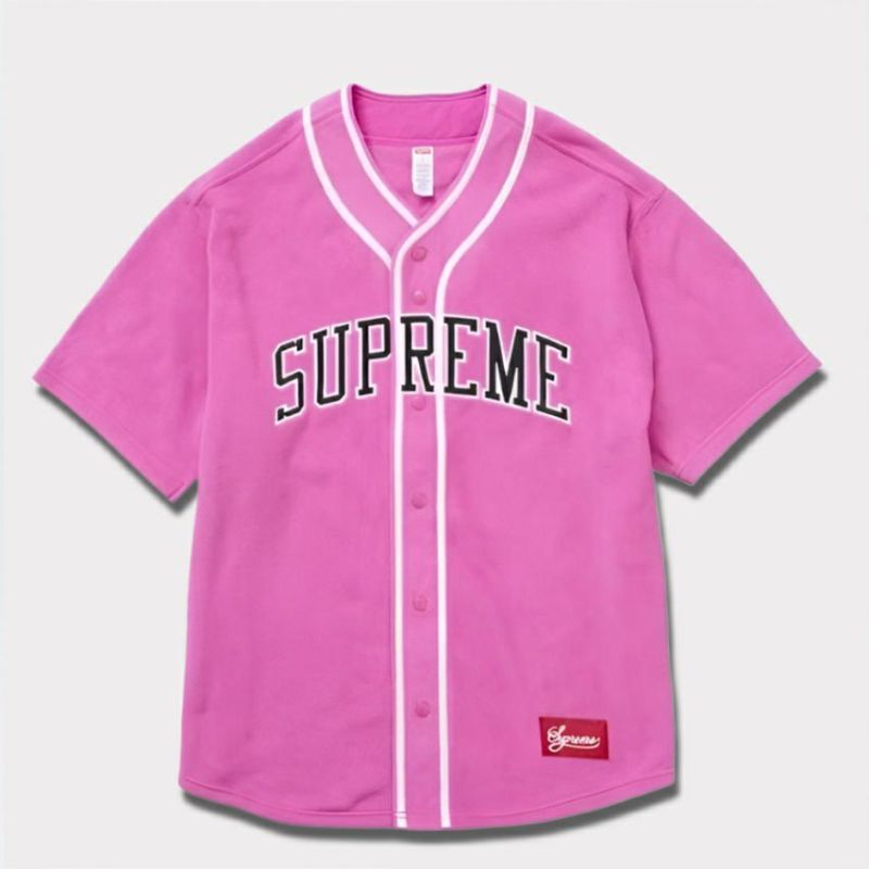 Supreme シュプリーム 2024AW Polartec Baseball Jersey　ポラーテックベースボールジャージー ピンク