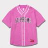 Supreme シュプリーム 2024AW Polartec Baseball Jersey　ポラーテックベースボールジャージー ピンク