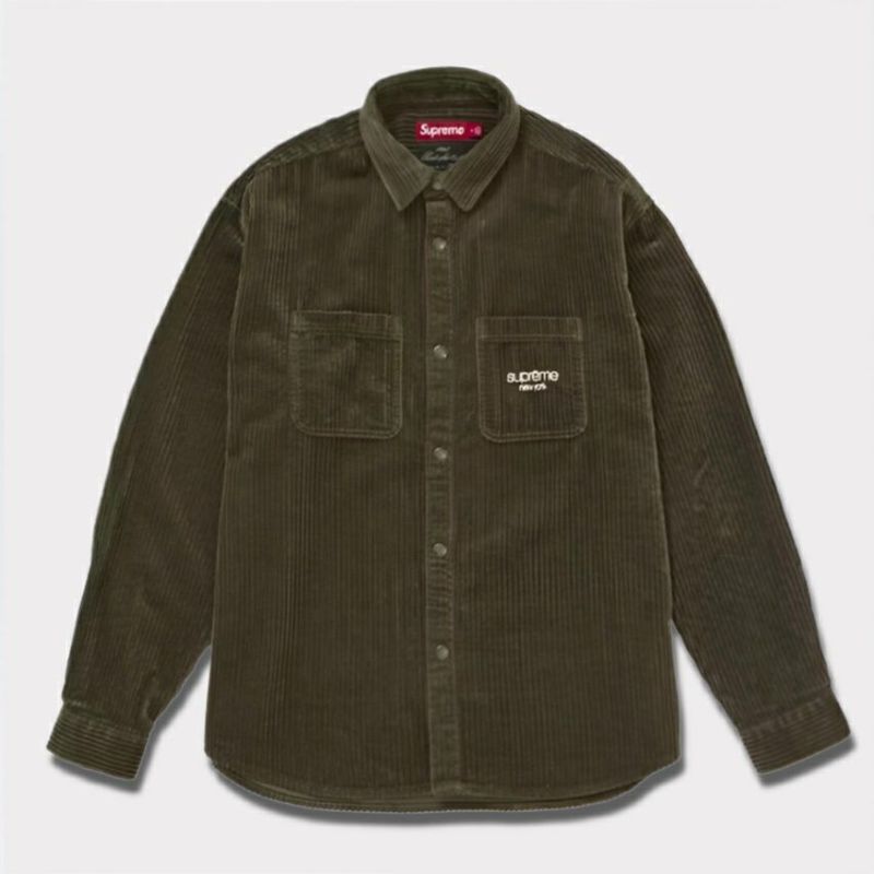 Supreme シュプリーム 2024AW Wide Wale Corduroy Snap Shirt ワイドウェイルコーデュロイスナップシャツ オリーブ