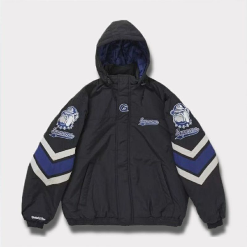 Supreme シュプリーム 2024AW Mitchell & Ness NCAA Hooded Stadium Jacket ミッチェル&ネスNCAAフードスタジアムジャケット　ブラック 黒