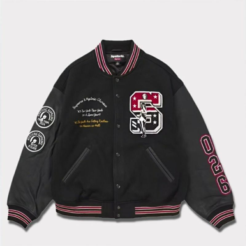 Supreme シュプリーム 2024AW Hysteric Glamour Varsity Jacket ヒステリックグラマーバーシティジャケット ブラック 黒