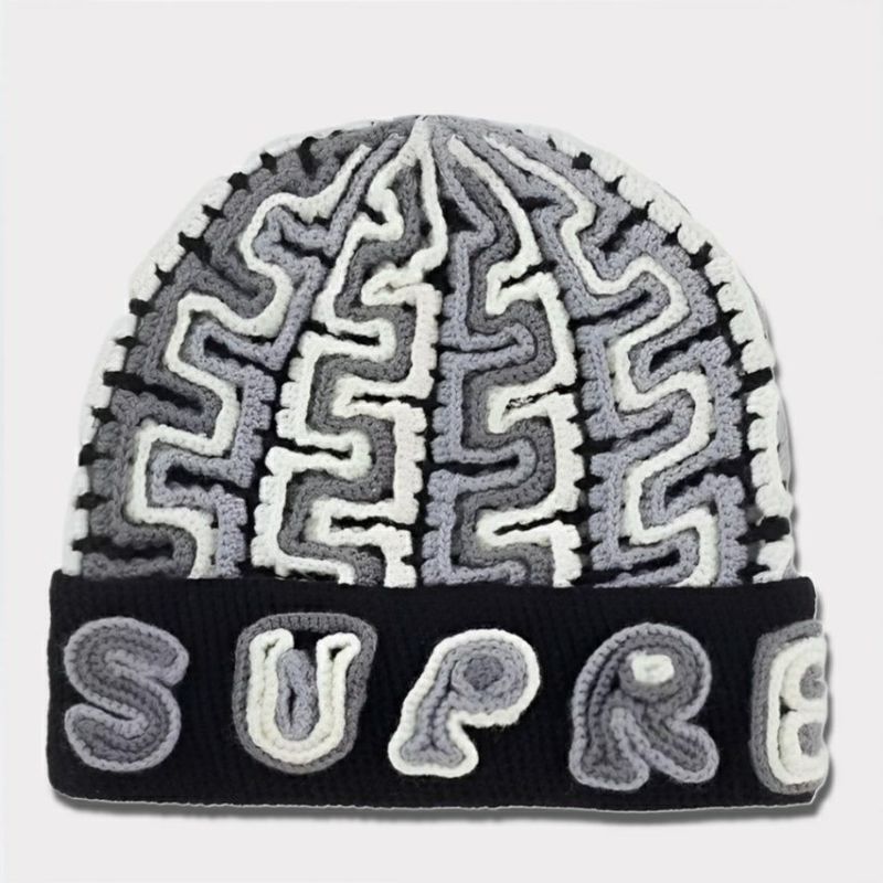 Supreme シュプリーム 2024AW Yarn Applique Beanie ヤーンアップリケビーニー ブラック 黒