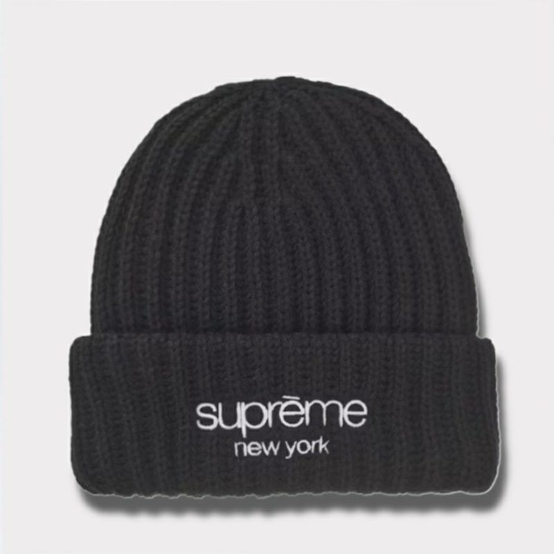 Supreme シュプリーム 2024AW Classic Logo Chunky Ribbed Beanie クラシックロゴチャンキーリブドビーニー ブラック 黒