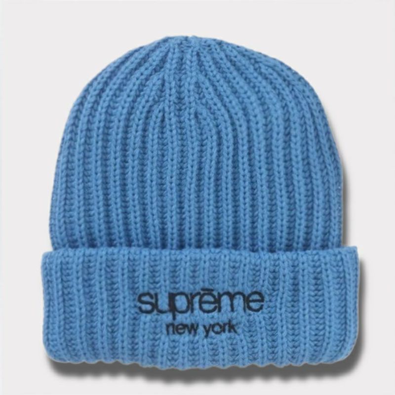 Supreme シュプリーム 2024AW Classic Logo Chunky Ribbed Beanie クラシックロゴチャンキーリブドビーニー ブルー