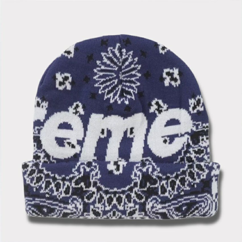 Supreme シュプリーム 2024AW Big Logo Beanie ビッグロゴビーニー ブルーバンダナ1