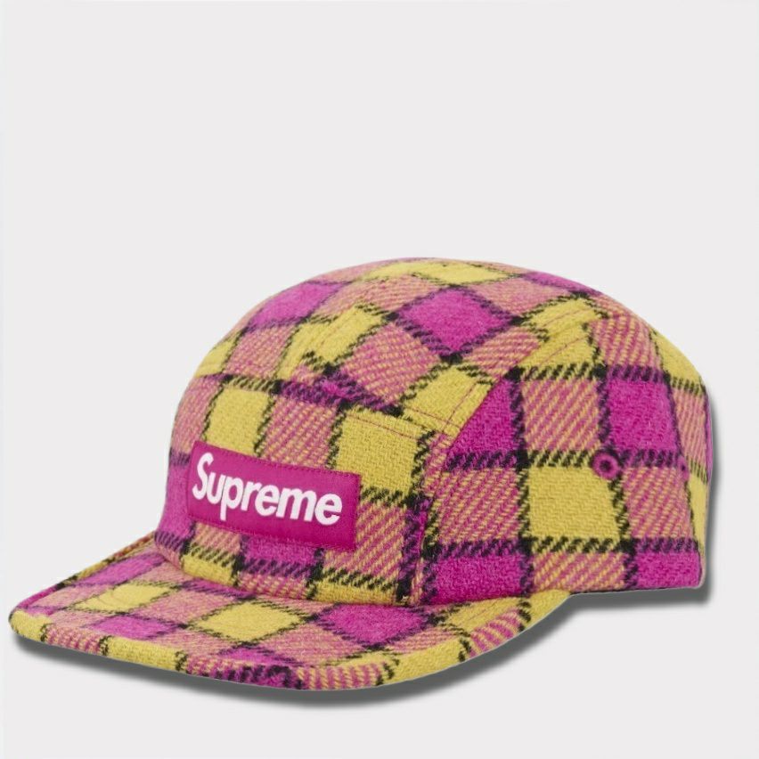 Supreme シュプリーム 2025SS Harris Tweed Camp Cap ハリスツイードキャンプキャップ ピンクプレイド