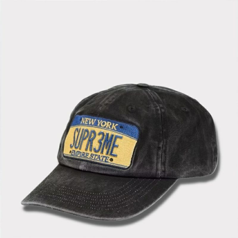 Supreme シュプリーム 2025SS License Plate 6Panel Cap ライセンスプレート6パネルキャップ ブラック　黒