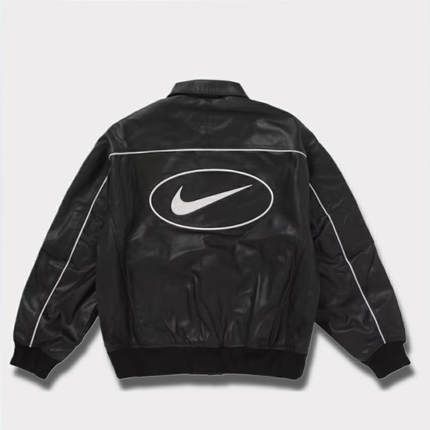 NIKE ナイキ ジャケット 袖レザー 革 黒色 ブラック Sサイズ