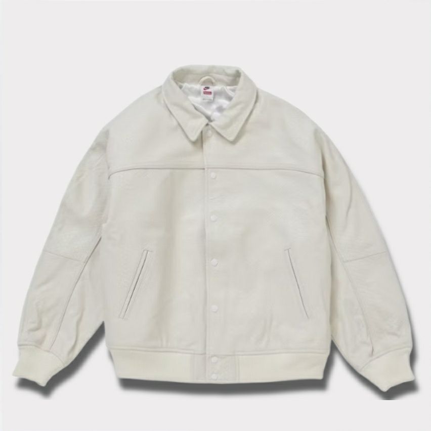 Supreme シュプリーム 2025SS Nike Leather Varsity Jacket ナイキレザーバーシティジャケット ホワイト 白1