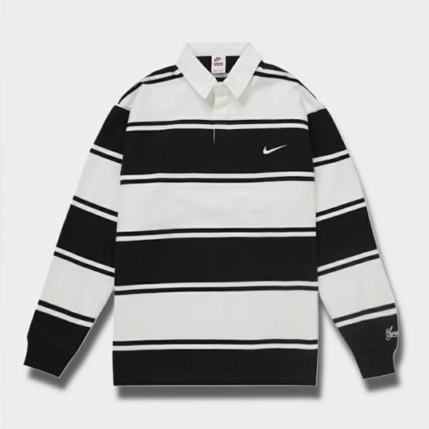  Supreme シュプリーム 2025SS Nike Stripe Rugby ナイキストライプラグビー ブラック 黒1