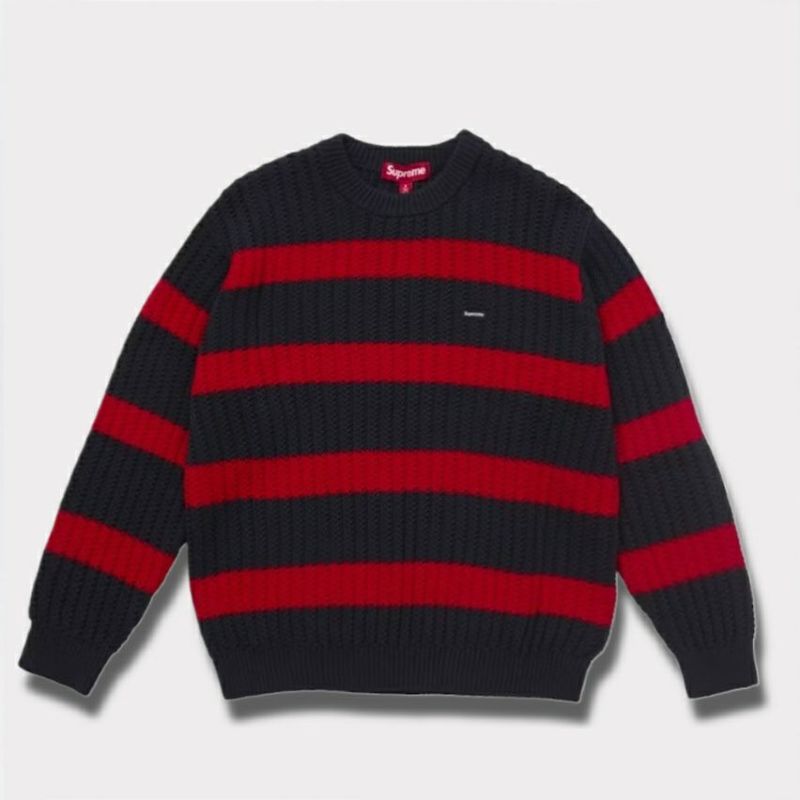 Supreme シュプリーム 2025SS Loose Gauge Stripe Small Box Sweater ルースガーゼストライプスモールボックスセーター ネイビー