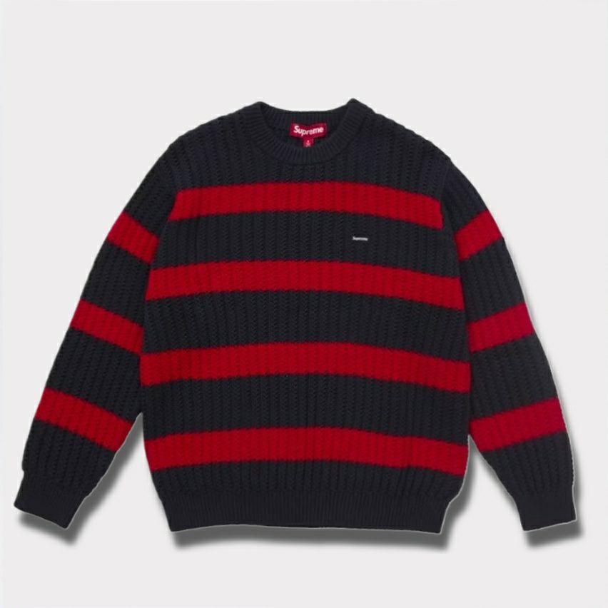 Supreme シュプリーム 2025SS Loose Gauge Stripe Small Box Sweater ルースガーゼストライプスモールボックスセーター ネイビー