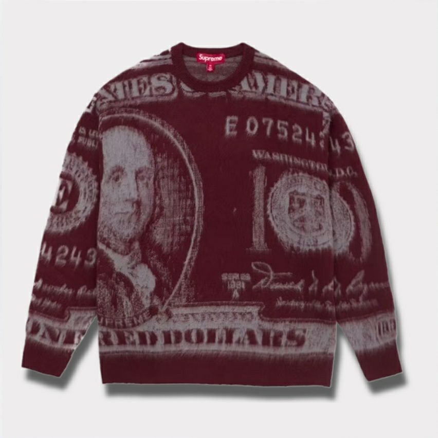 Supreme シュプリーム 2025SS Money Sweater マニーセーター バーガンディ 