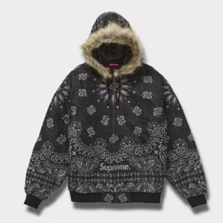 Supreme シュプリーム 2025SS Bandana Jacquard Denim Hooded Work Jacket バンダナジャガードデニムフードワークジャケット ブラック 黒