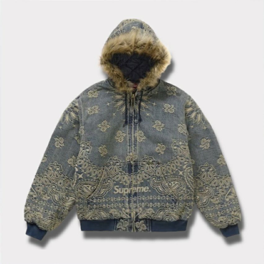 Supreme シュプリーム 2025SS Bandana Jacquard Denim Hooded Work Jacket バンダナジャガードデニムフードワークジャケット ブルー