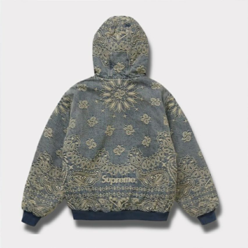 Supreme シュプリーム 2025SS Bandana Jacquard Denim Hooded Work Jacket バンダナジャガードデニムフードワークジャケット ブルー1