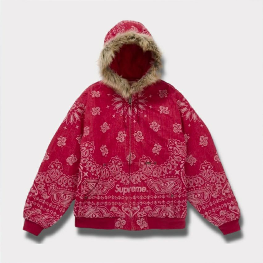 Supreme シュプリーム 2025SS Bandana Jacquard Denim Hooded Work Jacket バンダナジャガードデニムフードワークジャケット　レッド