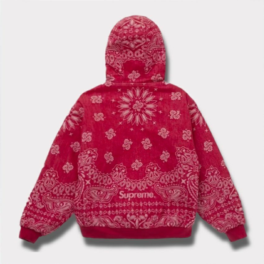 Supreme シュプリーム 2025SS Bandana Jacquard Denim Hooded Work Jacket バンダナジャガードデニムフードワークジャケット　レッド1
