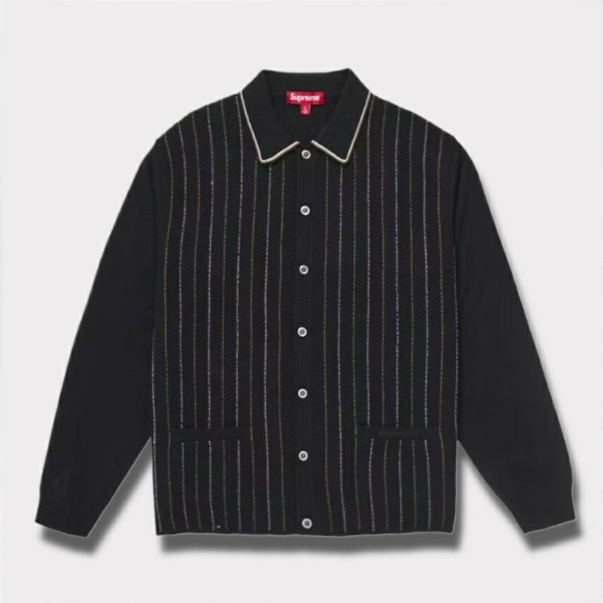 Supreme シュプリーム 2025SS Herringbone Cardigan ヘリンボーンカーディガン ブラック 黒