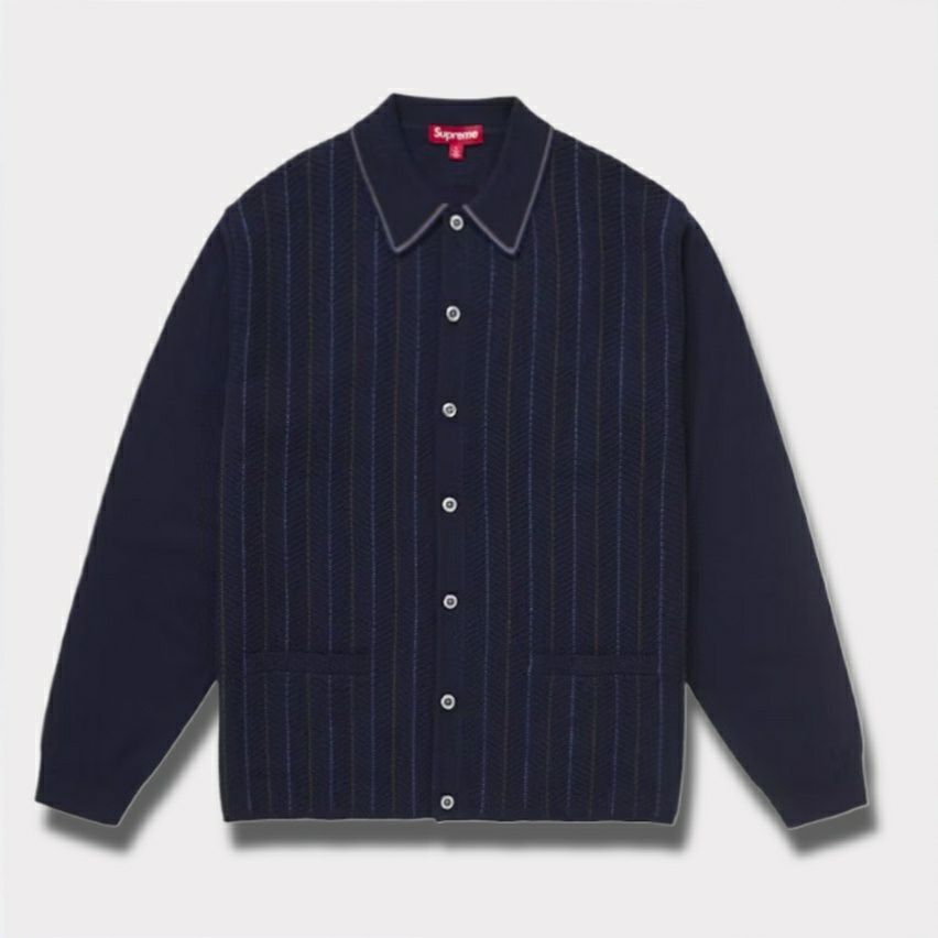 Supreme シュプリーム 2025SS Herringbone Cardigan ヘリンボーンカーディガン ネイビー　紺