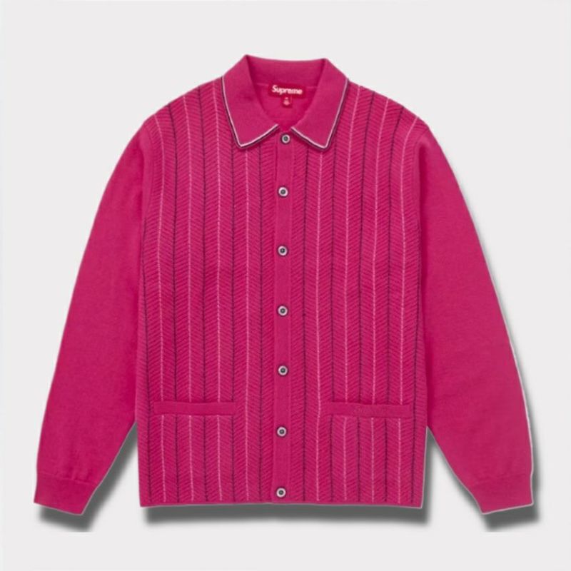 Supreme シュプリーム 2025SS Herringbone Cardigan ヘリンボーンカーディガン ピンク