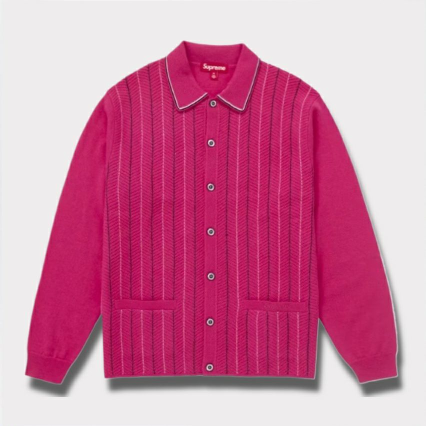 Supreme シュプリーム 2025SS Herringbone Cardigan ヘリンボーンカーディガン ピンク