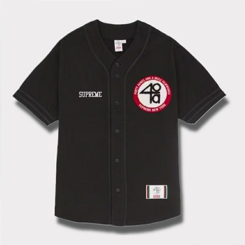 Supreme シュプリーム 2025SS 40 Acres Twill Baseball Jersey　40エーカーズズツイルベースボールジャージー　ブラック 黒