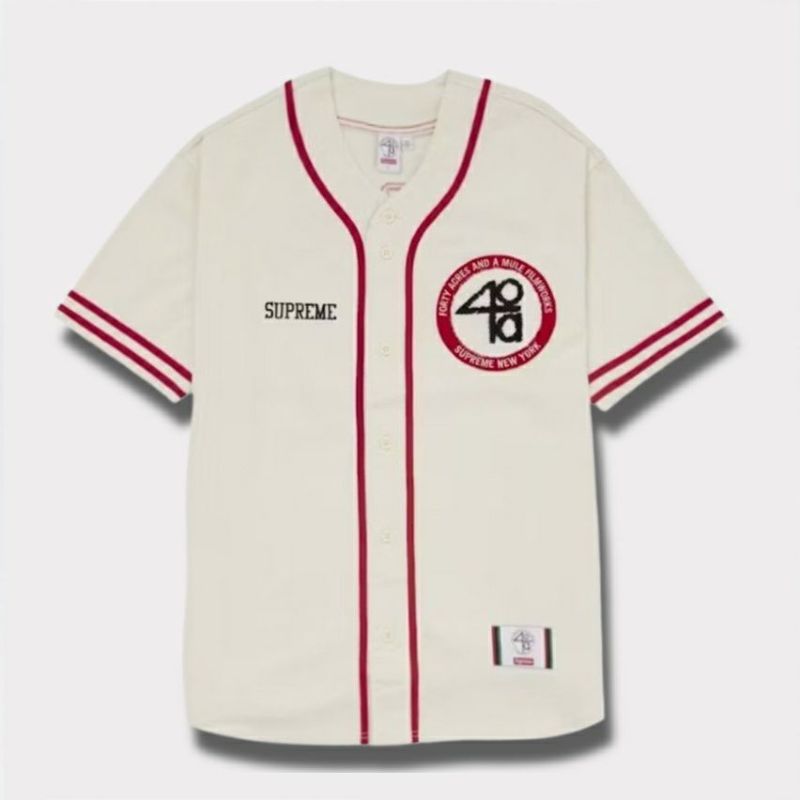 Supreme シュプリーム 2025SS 40 Acres Twill Baseball Jersey　40エーカーズズツイルベースボールジャージー　ナチュラル