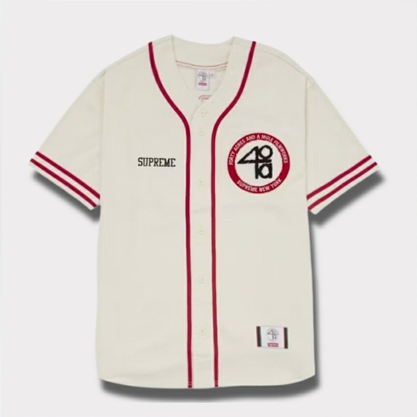 Supreme シュプリーム 2025SS 40 Acres Twill Baseball Jersey　40エーカーズズツイルベースボールジャージー　ナチュラル