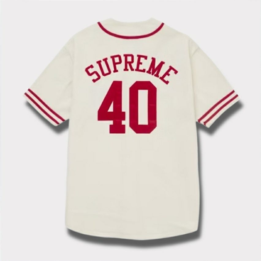 Supreme シュプリーム 2025SS 40 Acres Twill Baseball Jersey　40エーカーズズツイルベースボールジャージー　ナチュラル1
