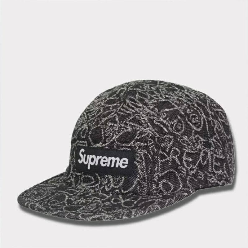 Supreme シュプリーム 2025SS Handwriting Denim Camp Cap　ハンドライティングデニムキャンプキャップ　ブラック 黒