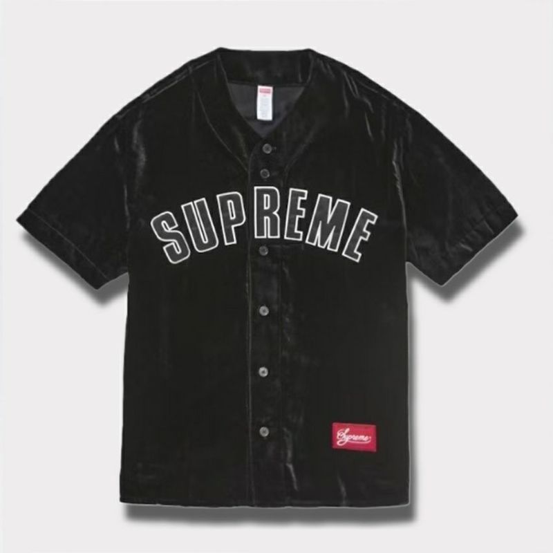 Supreme シュプリーム 2025SS Velvet Baseball Jersey ベルベットベースボールジャージー　ブラック 黒