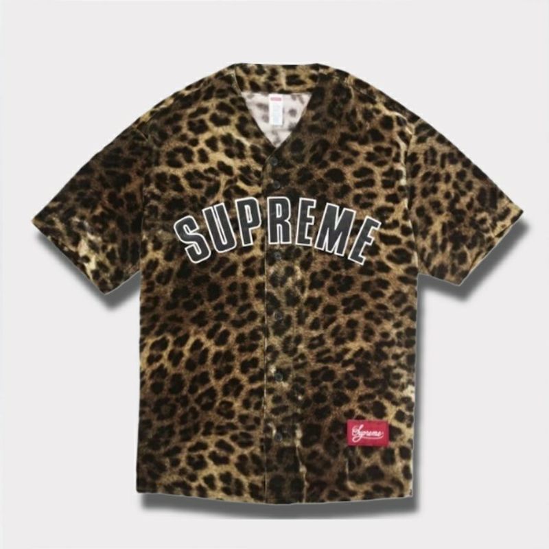 SUPREME ヒョウ柄 ベースボールシャツ