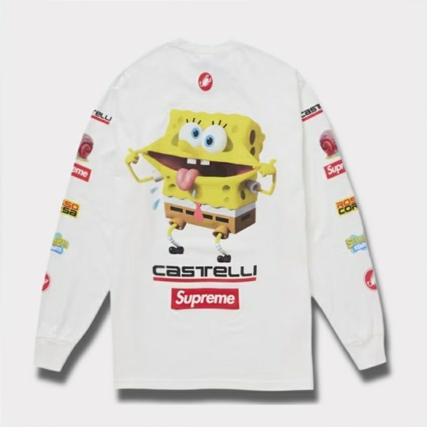 Supreme シュプリーム 2025SS SpongeBob Castelli Racing L/S Tee スポンジボブカステリレーシングロングスリーブTシャツ　ホワイト 白