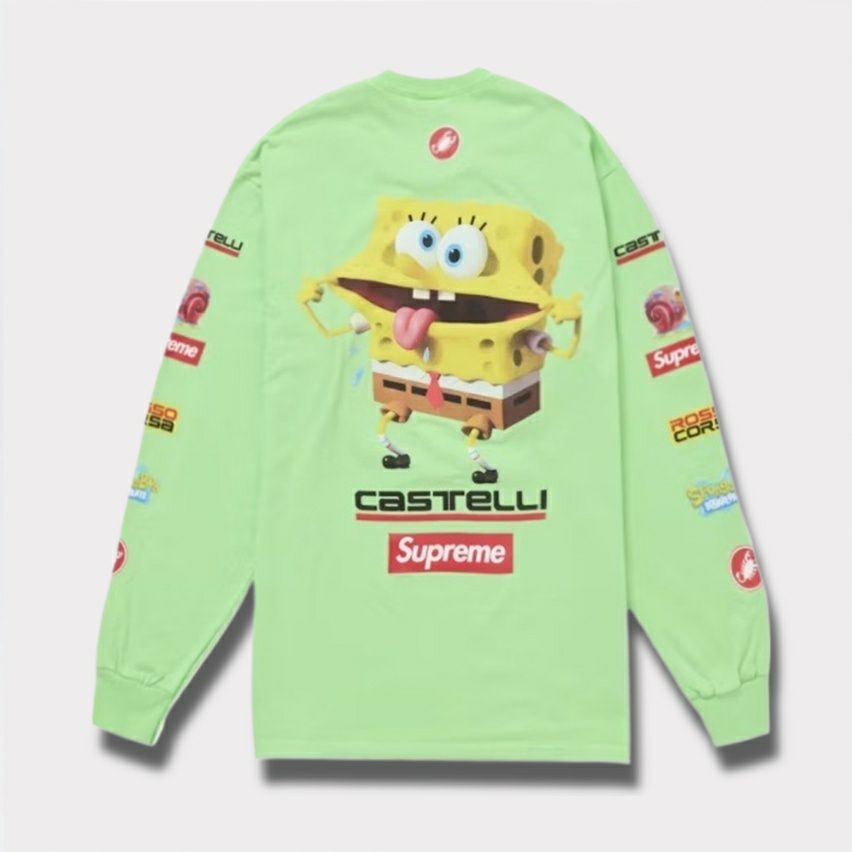 Supreme シュプリーム 2025SS SpongeBob Castelli Racing L/S Tee スポンジボブカステリレーシングロングスリーブTシャツ　ライム