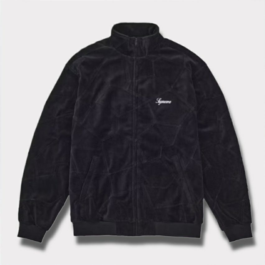 Supreme シュプリーム 2025SS Patchwork Velour Track Jacket　パッチワークベロアトラックジャケット　ブラック 黒