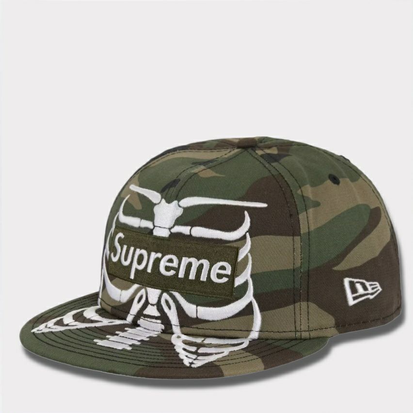 Supreme シュプリーム 2025SS Bones Box Logo New Era Cap ボーンズニューエラキャップ ウッドランドカモ