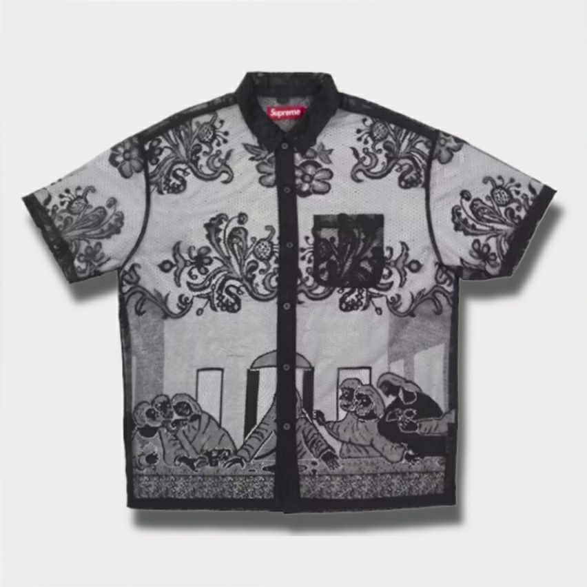 Supreme シュプリーム 2025SS Last Supper Lace S/S Shirt ラストサパーレースショートスリーブシャツ ブラック 黒