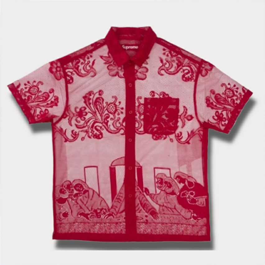  Supreme シュプリーム 2025SS Last Supper Lace S/S Shirt ラストサパーレースショートスリーブシャツ レッド 赤