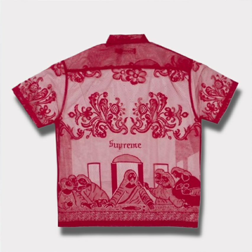  Supreme シュプリーム 2025SS Last Supper Lace S/S Shirt ラストサパーレースショートスリーブシャツ レッド 赤1