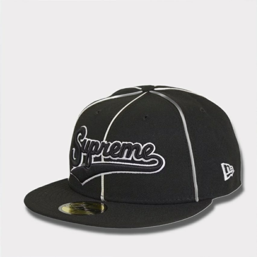 Supreme シュプリーム 2025SS Piping Script Logo New Era Cap パイピングスクリプトロゴニューエラキャップ ブラック 黒