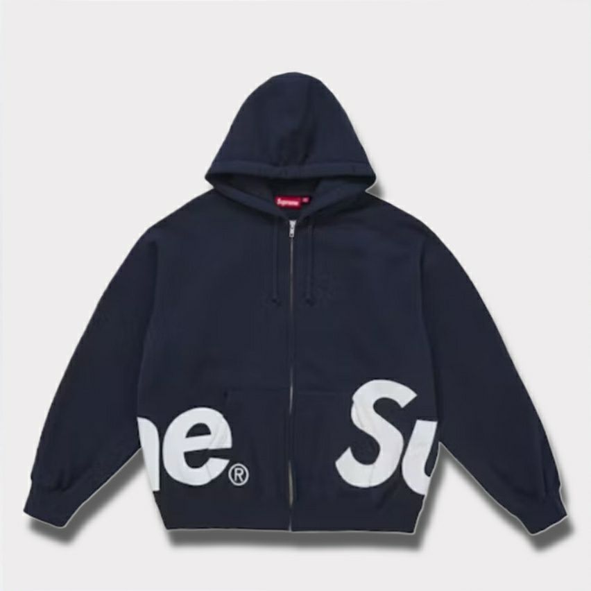 Supreme シュプリーム 2025SS Big Logo Zip Up Hooded Sweatshirt ビッグロゴ ジップアップ フードパーカー ネイビー
