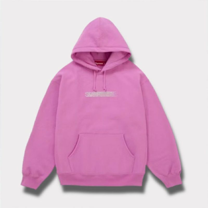  Supreme シュプリーム 2025AW Swarovski Motion Logo Hooded Sweatshirt スワロフスキー モーション ロゴ フードパーカー ピンク
