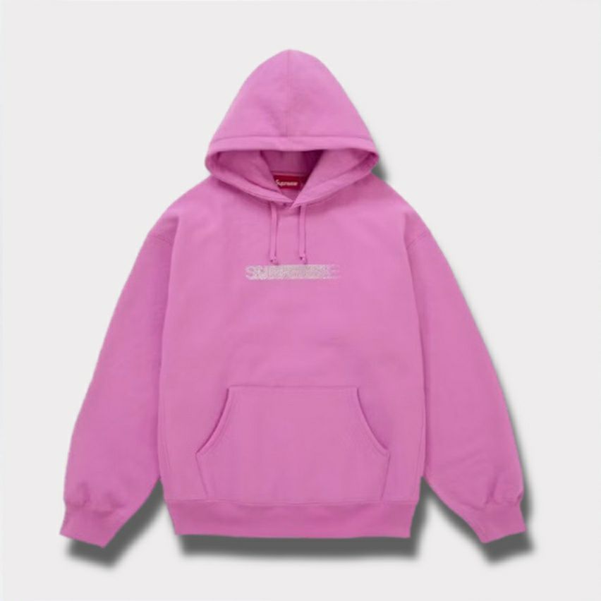  Supreme シュプリーム 2025AW Swarovski Motion Logo Hooded Sweatshirt スワロフスキー モーション ロゴ フードパーカー ピンク
