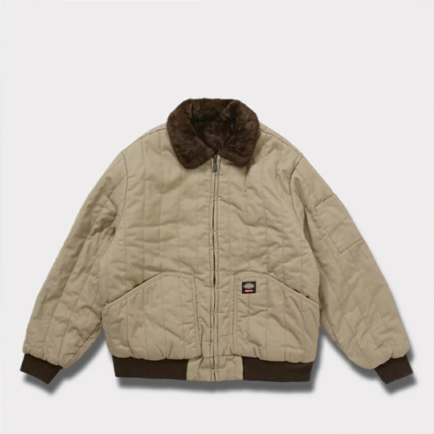 Supreme シュプリーム 2025AW Dickies Reversible Quilted Faux Fur Work Jacket ディッキーズ リバーシブル キルティング フェークスファー ワーク ジャケット　タン