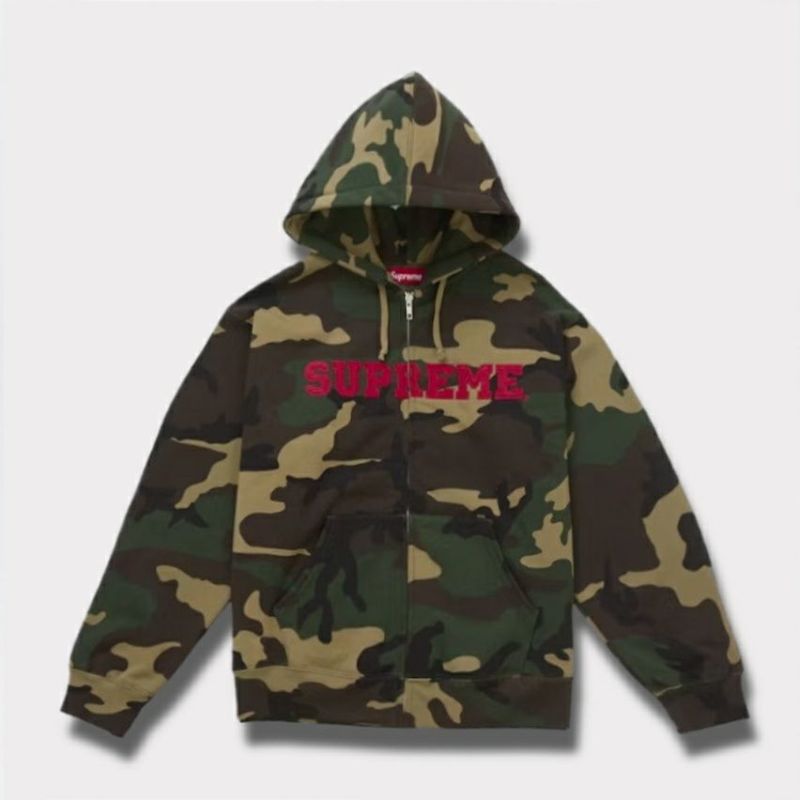 Supreme シュプリーム 2025AW Collegiate Applique Zip Up Hooded Sweatshirt　カレッジエイト アップリケ ジップアップ フードパーカー ウッドランドカモ