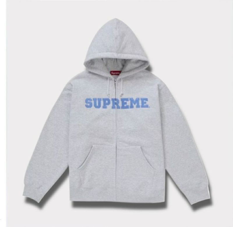 Supreme シュプリーム 2025AW Collegiate Applique Zip Up Hooded Sweatshirt　カレッジエイト アップリケ ジップアップ フードパーカー アッシュグレー