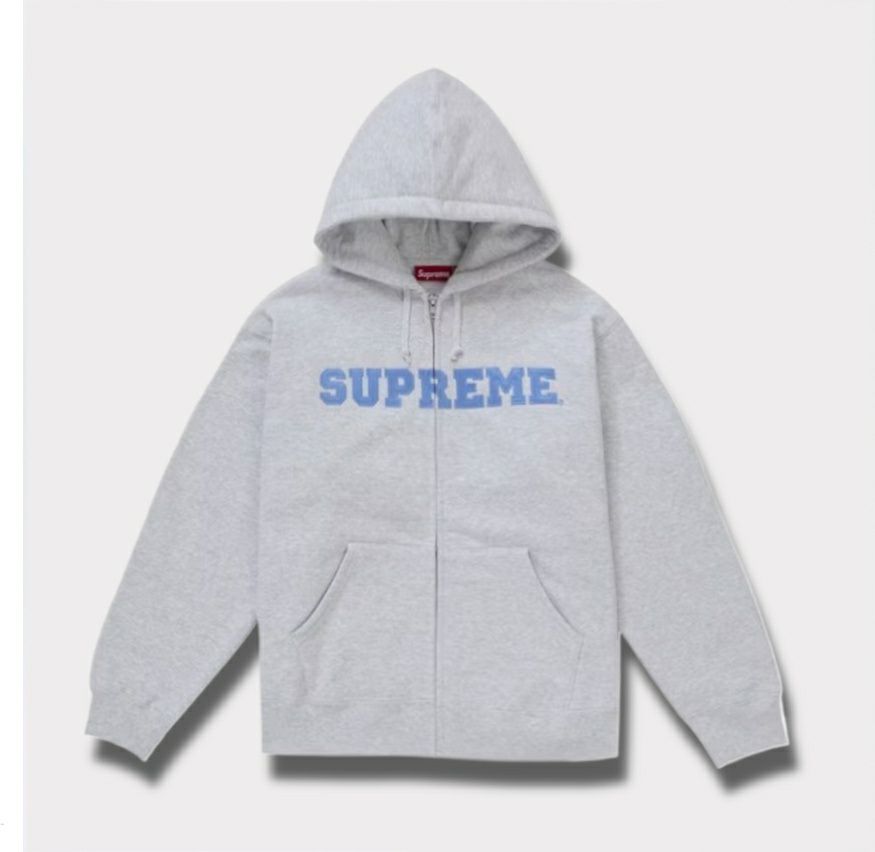 Supreme シュプリーム 2025AW Collegiate Applique Zip Up Hooded Sweatshirt　カレッジエイト アップリケ ジップアップ フードパーカー アッシュグレー