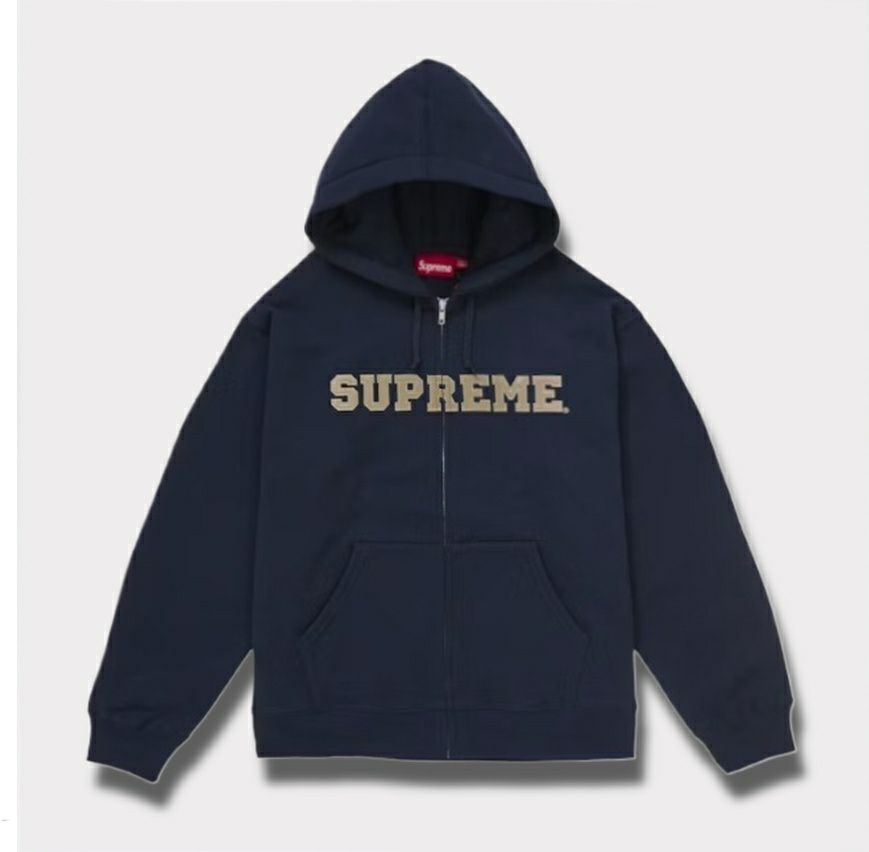 Supreme シュプリーム 2025AW Collegiate Applique Zip Up Hooded Sweatshirt　カレッジエイト アップリケ ジップアップ フードパーカー ネイビー