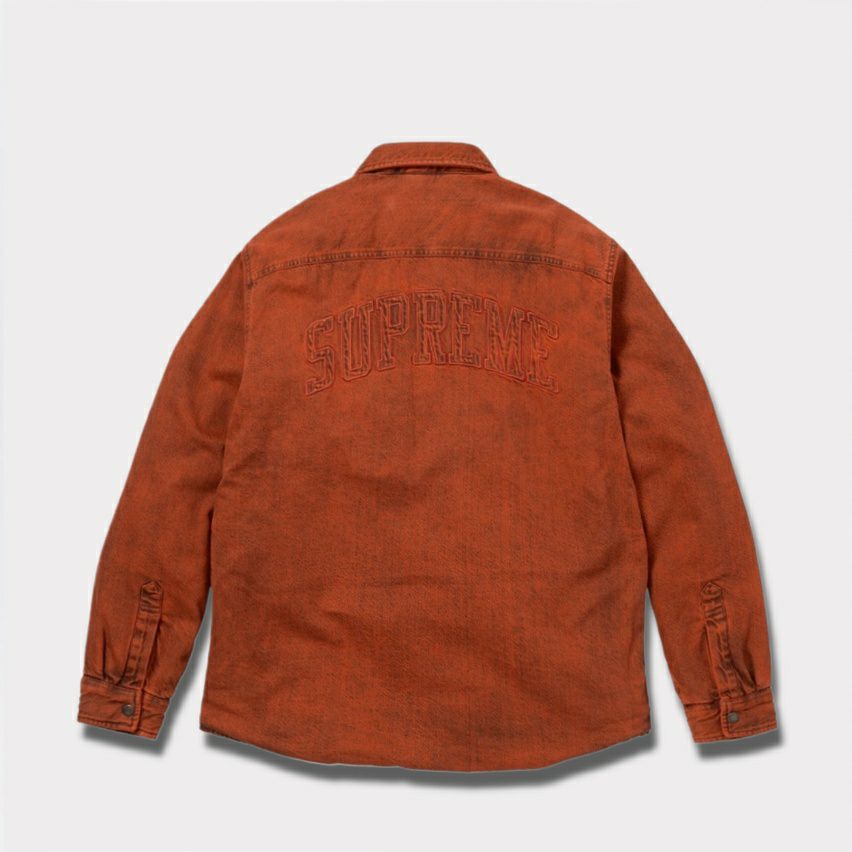 Supreme シュプリーム 2025AW Shearling Lined Denim Work Shirt　シアリング ラインド デニム ワーク シャツ　オーバーダイドオレンジ